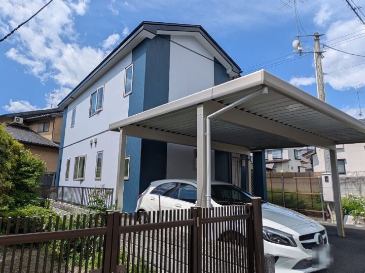 【盛岡市 屋根外壁塗装】ミッドナイトブルーの屋根×マウンテンブルーとクールグレイの2色外壁｜A様邸